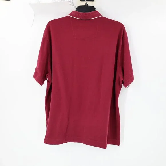 Z ZEGNA Shirt MENS 2XL Polo Maroon Short sleeve Cotton embroidered logo casual - Picture 4 of 10